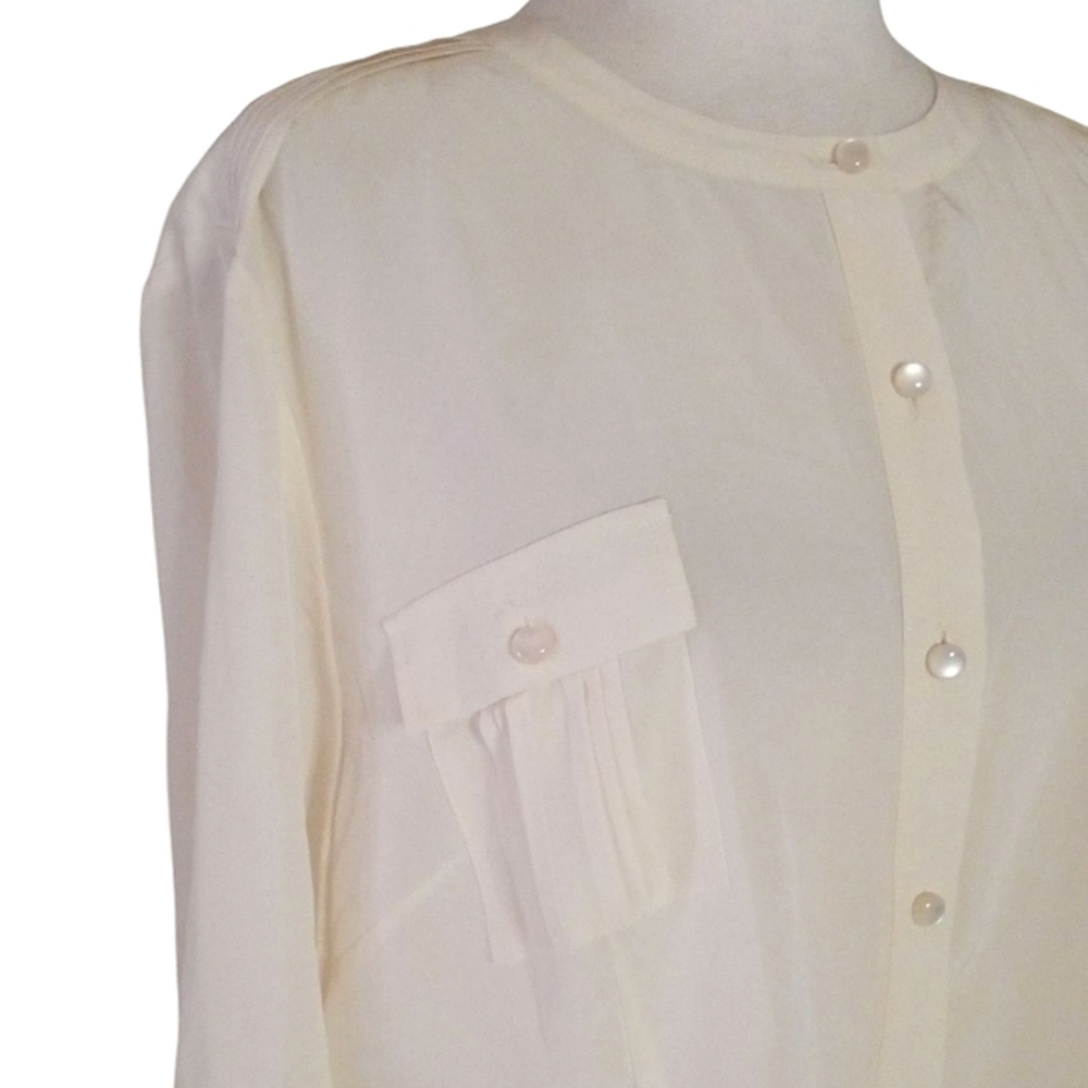 Pendleton Light Cream Button Front Pleat Detail 1… - image 3